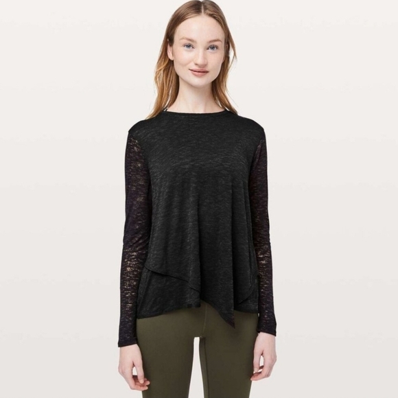 lululemon athletica Tops - Lululemon Black Sweetest Day Long Sleeve Athletic Top Size 4 Loose Fit Burnout